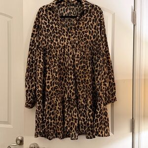 Leopard Print Long Sleeve Dress